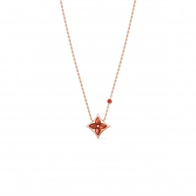 LOUIS VUITTON COLOR BLOSSOM BB CNY STAR 18K CHALCEDONY RUBY NECKLACE Q03272